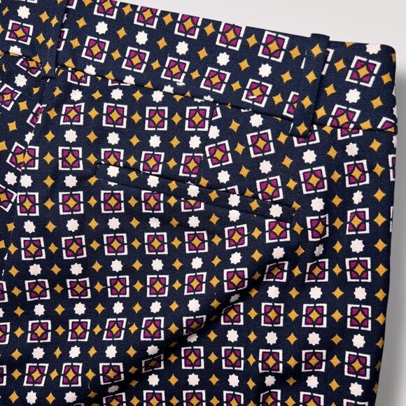J.Crew Pixie Pants Navy Geometric Print Slim Cropped Ankle Size 6 - Picture 9 of 9